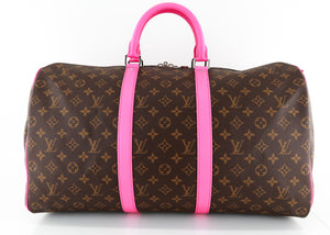 Louis Vuitton Colormania Monogram Keepall 50 Bandouliere Pink