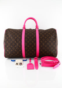 Louis Vuitton Colormania Monogram Keepall 50 Bandouliere Pink