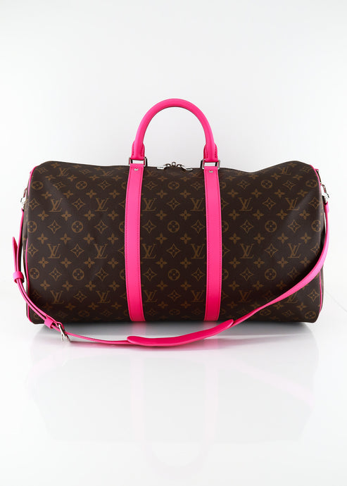 Louis Vuitton Colormania Monogram Keepall 50 Bandouliere Pink