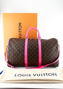 Louis Vuitton Colormania Monogram Keepall 50 Bandouliere Pink