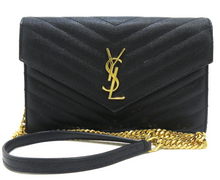 Load image into Gallery viewer, Saint Laurent Cassandra Wallet on Chain Black