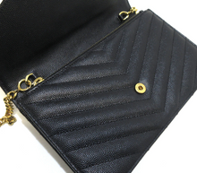 Load image into Gallery viewer, Saint Laurent Cassandra Wallet on Chain Black