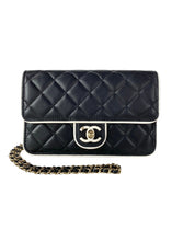 Load image into Gallery viewer, Chanel Lambskin Wallet on a Chain Black White