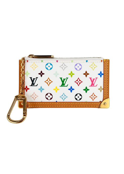 Louis Vuitton Monogram Multicolor Cles Key Pouch White