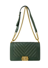 Load image into Gallery viewer, Chanel Boy Chevron Medium Flap Olive Green
