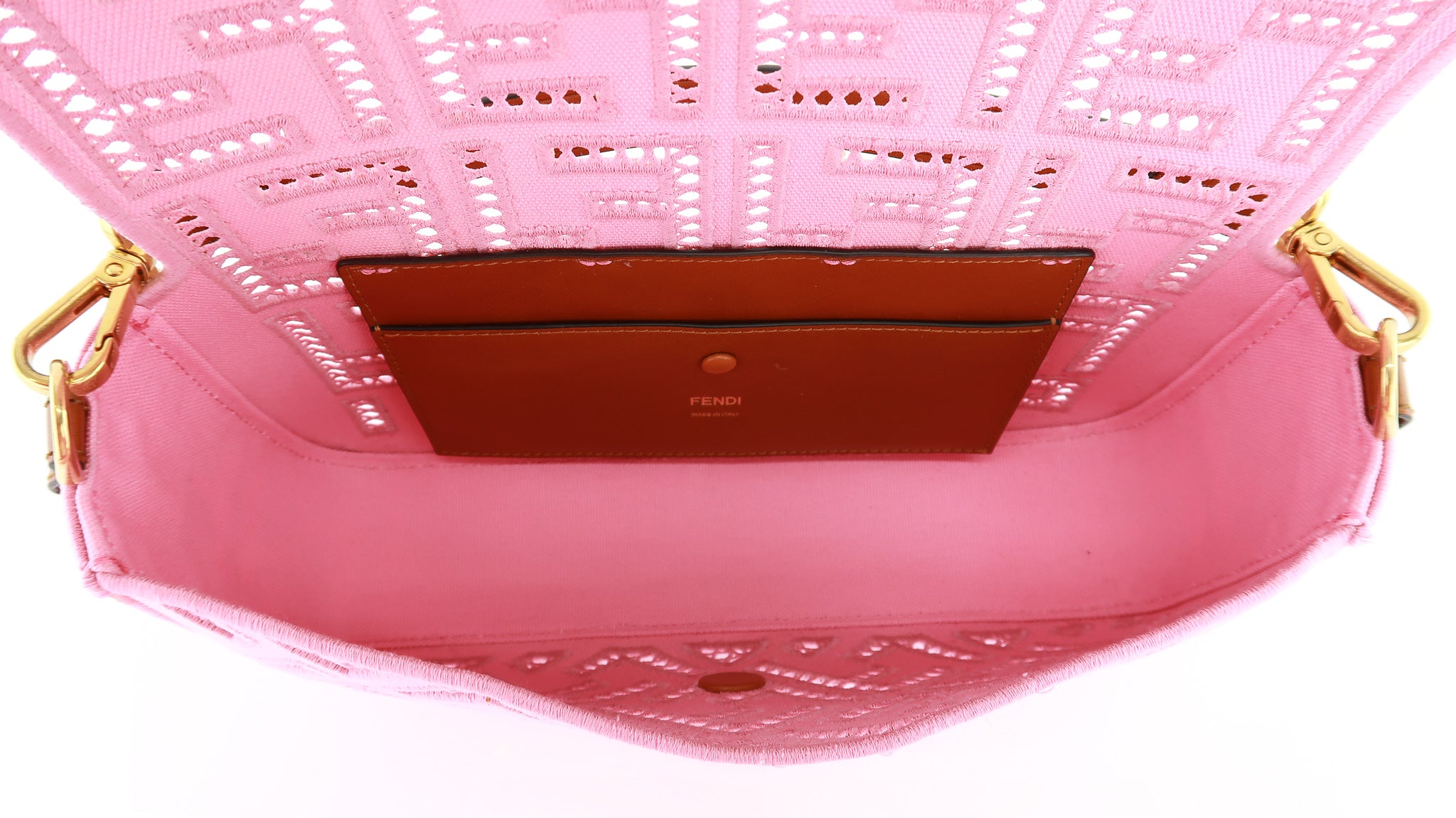 Fendi Baguette NM Embroidered FF Pink Canvas Shoulder Bag – DAC