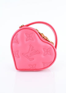 LOUIS VUITTON Calfskin Embroidered Monogram Pop My Heart Bag Pouch Dragon  Fruit Pink 1289475