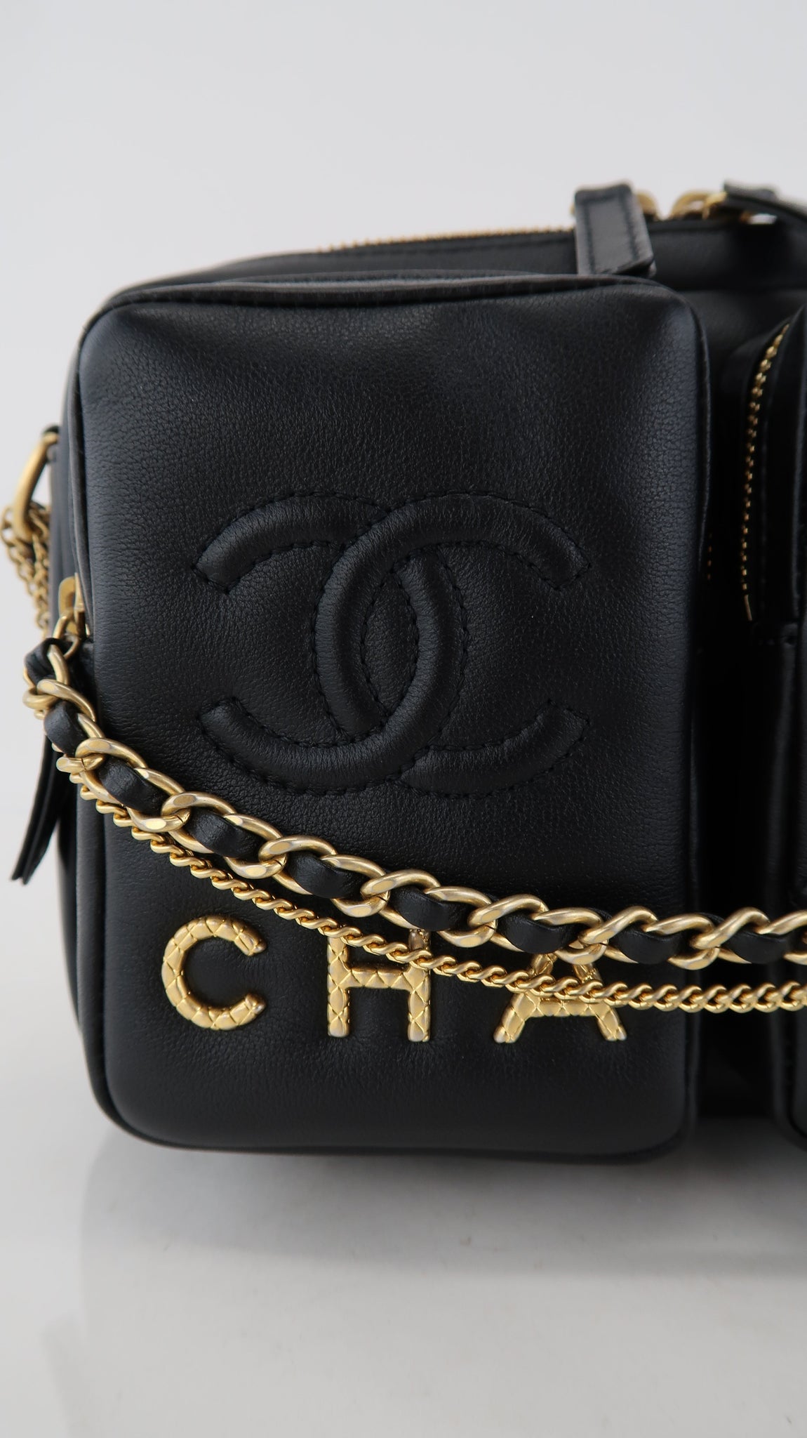 Chanel Vintage Black Caviar Small Camera Bag
