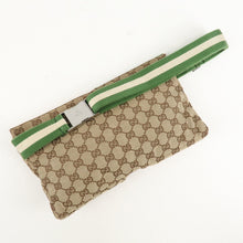Load image into Gallery viewer, Gucci Monogram Web Double Pocket Belt BumBag Green