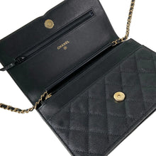 Load image into Gallery viewer, Chanel Caviar Filigree Wallet on a Chain Black