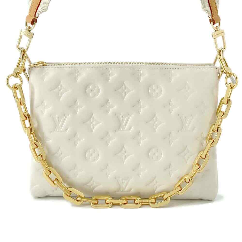 Louis Vuitton Lambskin Embossed Coussin PM Cream