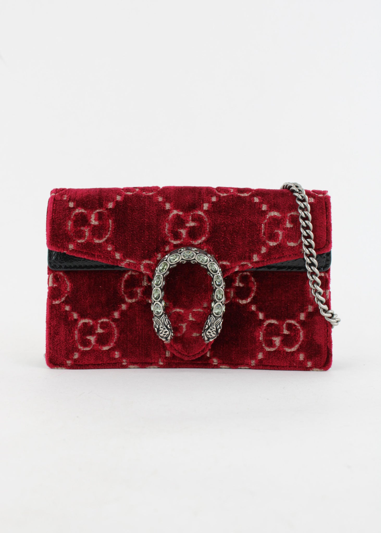 Gucci Dionysus Super Mini GG Velvet Shoulder Bag Red