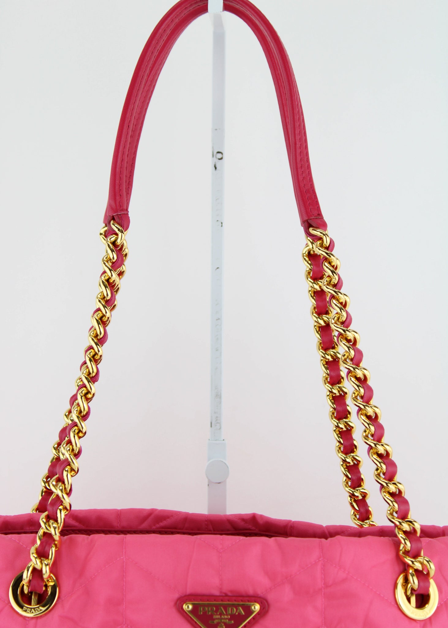 Authentic Prada Nylon Chain Handle Tote Bag, Luxury, Bags
