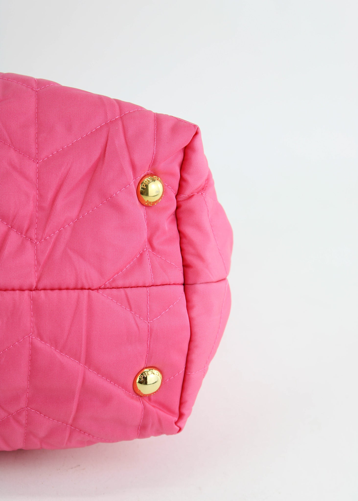Prada Nylon Leather Chain Tote Pink – DAC
