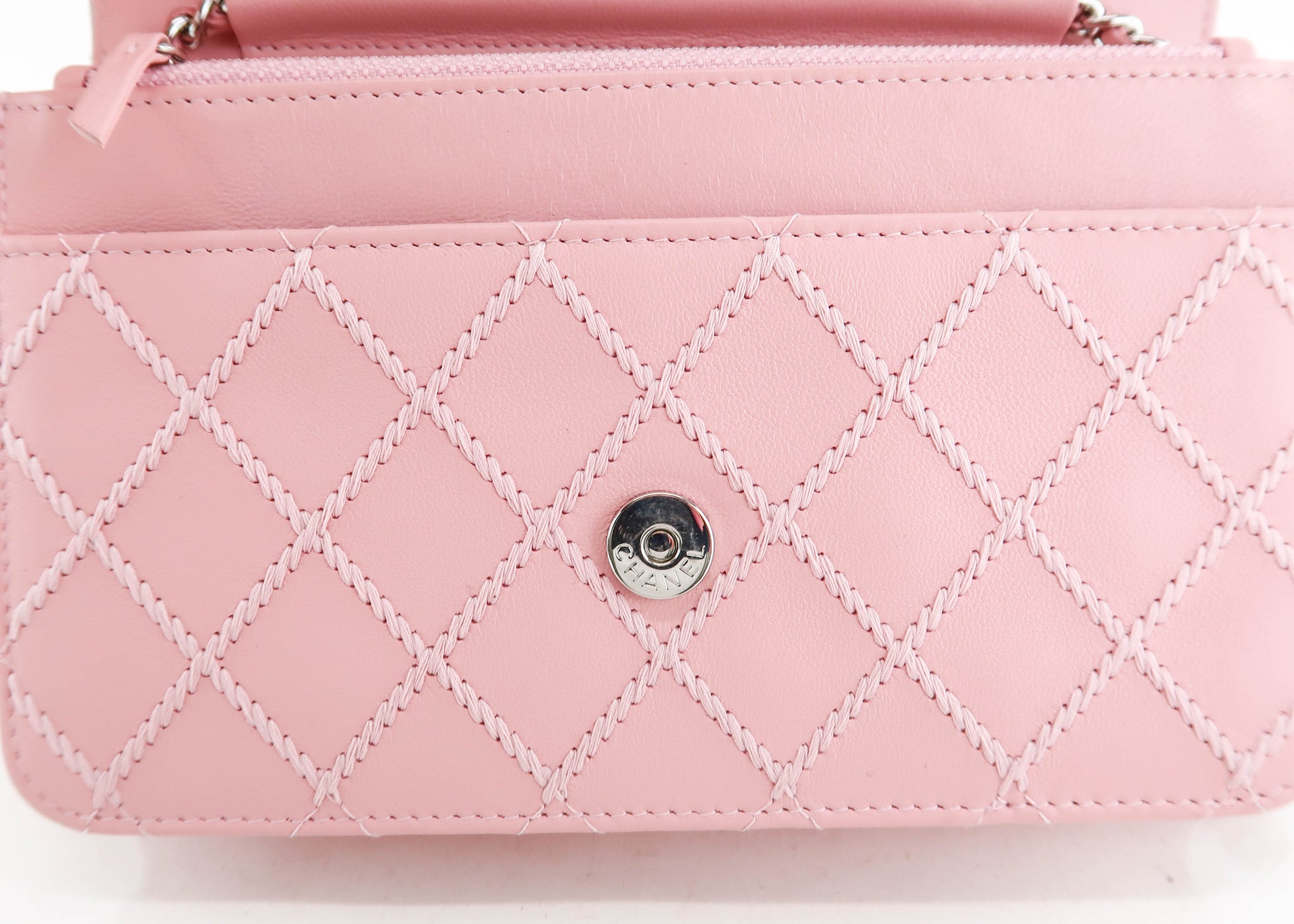 Chanel Lambskin Wild Stitch Wallet on a Chain Pink – DAC