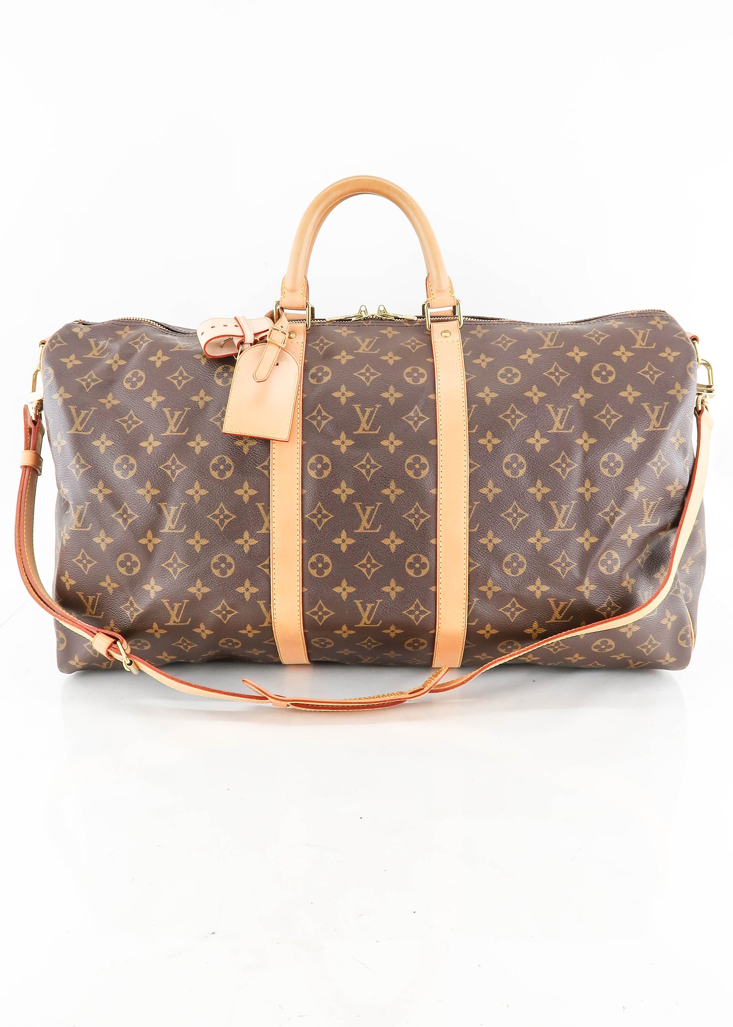 Louis Vuitton Keepall Bandouliere 55 Brown in Monogram Coated
