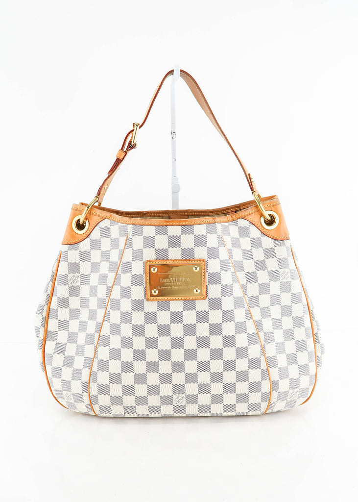 Louis Vuitton Galliera PM Damier Azur Shoulder Bag Hobo Tote White Handbag  Purse