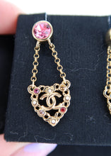 Load image into Gallery viewer, Chanel Heart Earrings Gold Pink