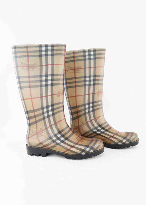 Burberry Haymarket Check Plaid Rain Boots