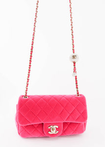 Chanel Quilted Velvet Pearl Crush Neon Pink