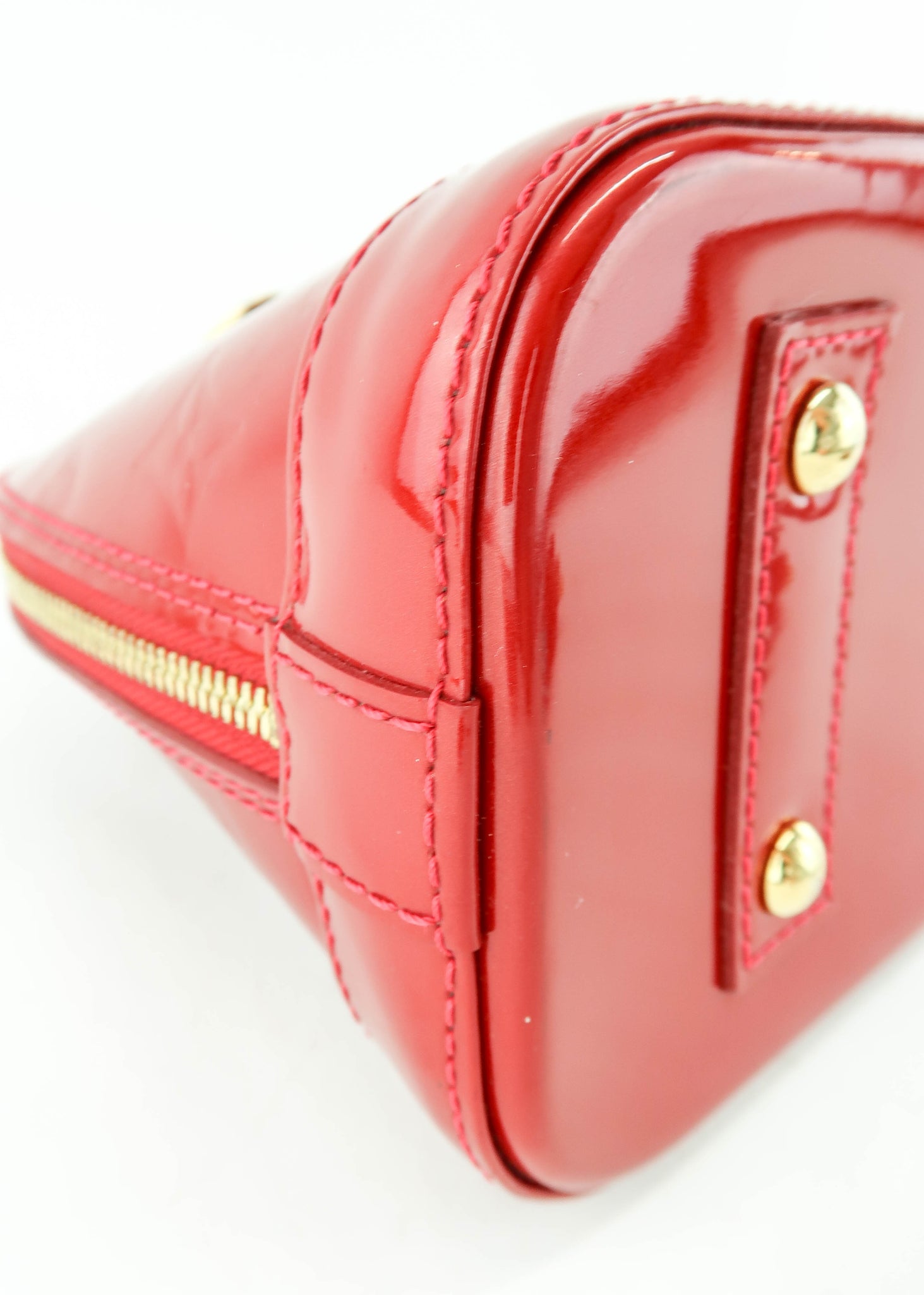 Louis Vuitton Alma BB Handbag Red Vernis Miroir - Allu USA