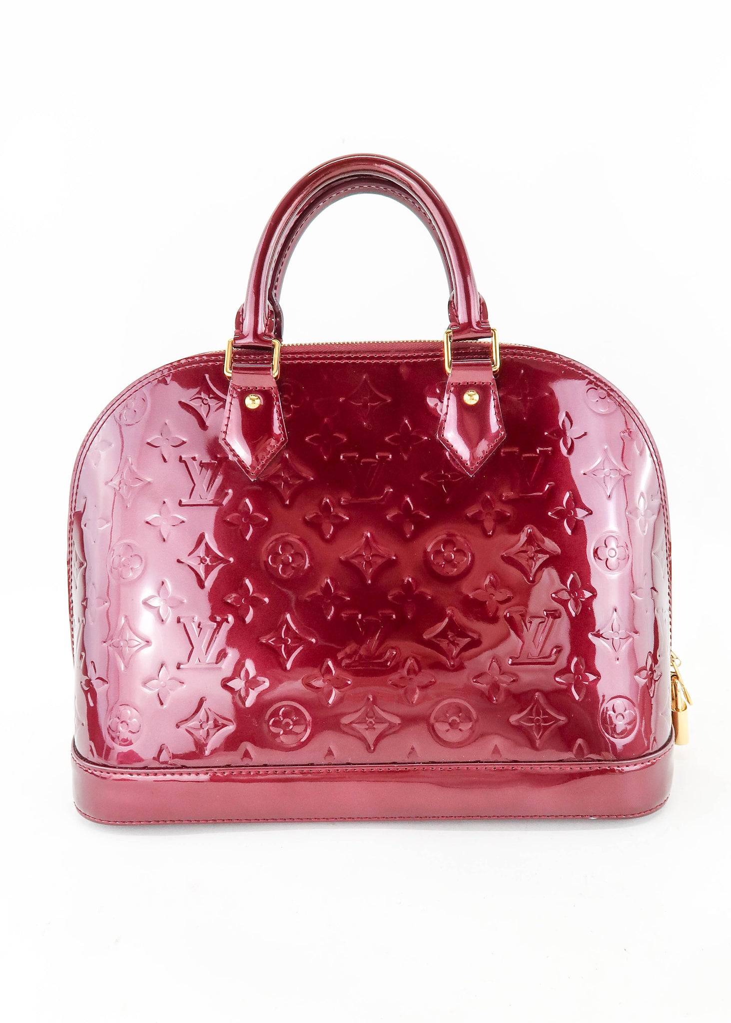 Louis Vuitton Alma BB Vernis Leather Burgundy Bag 