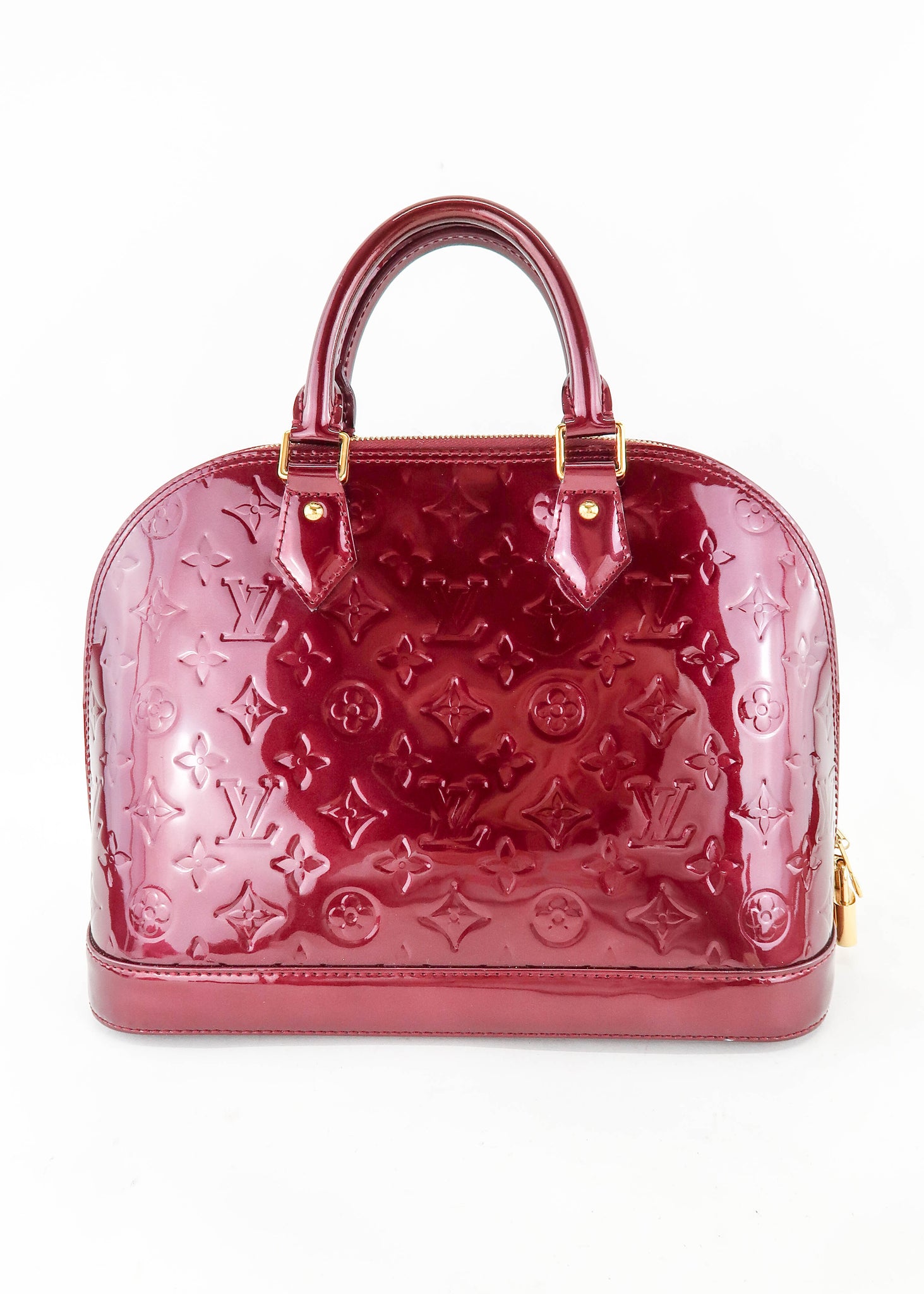 Louis Vuitton - Authenticated Alma Handbag - Patent Leather Burgundy for Women, Very Good Condition