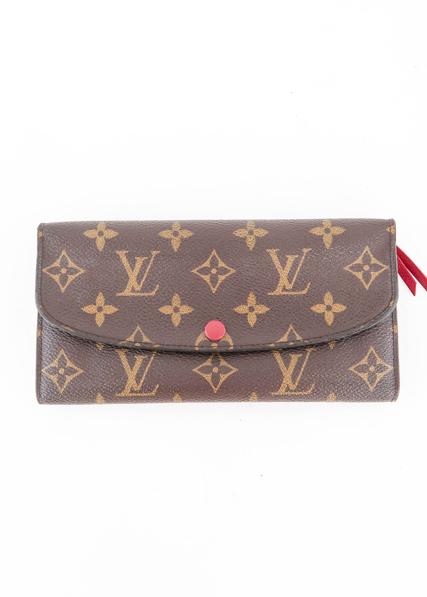 NWT Louis Vuitton Emilie Wallet, Monogram and Light Pink Coated Canvas