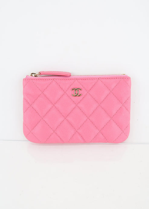 Chanel Caviar Classic O Case Pouch Pink