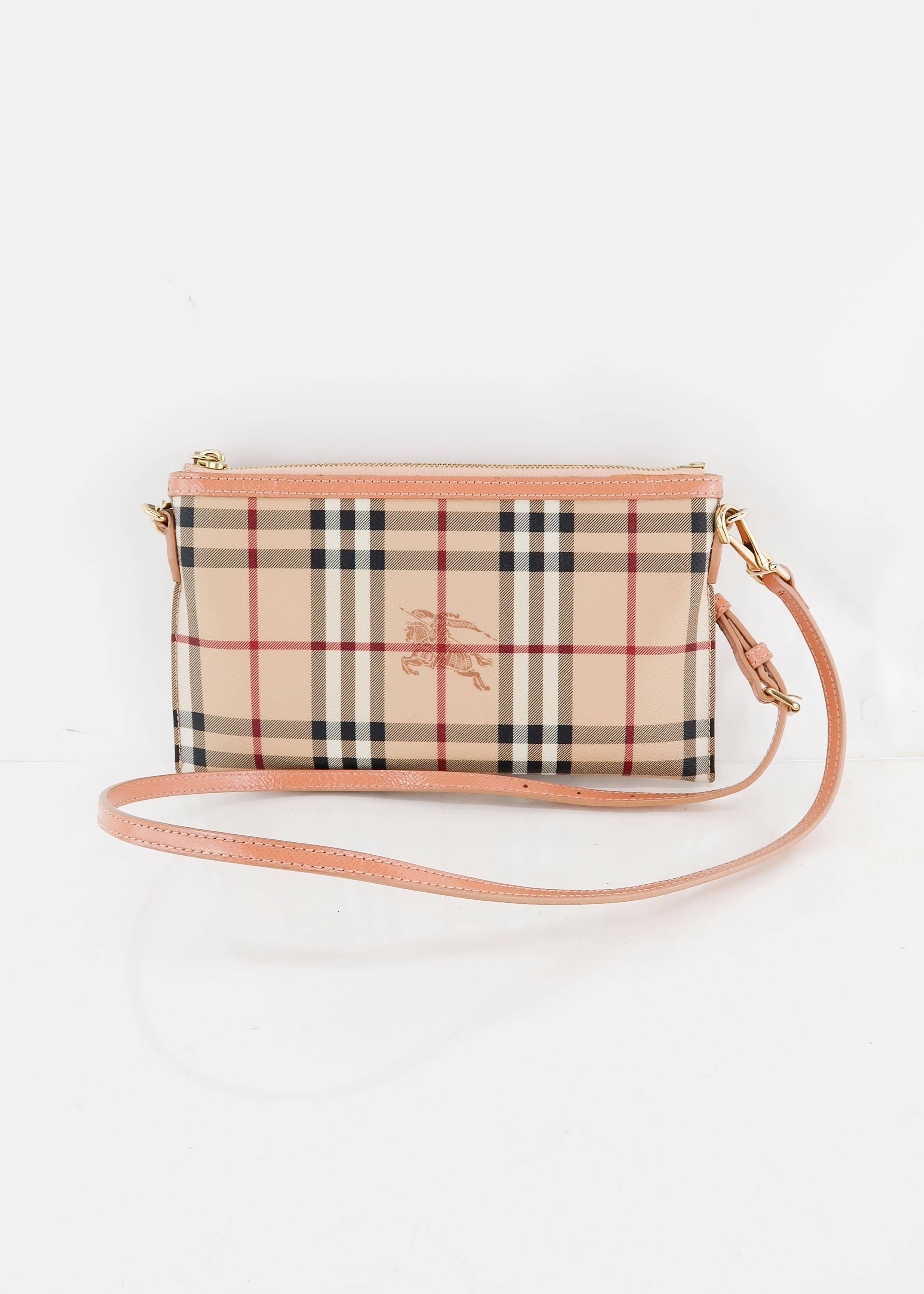 Burberry Pink/Beige Haymarket Check Coated Canvas and Leather Izzy Card  Holder at 1stDibs