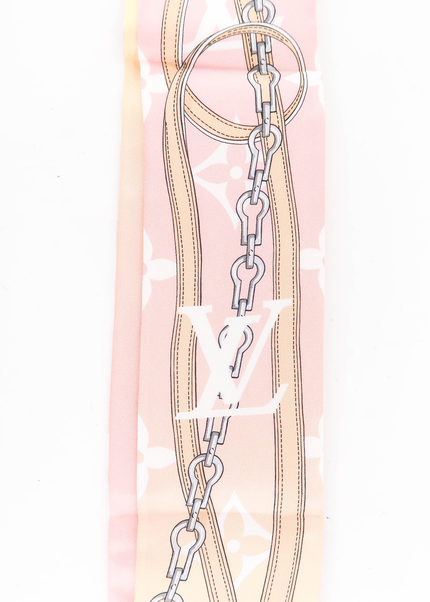 Louis Vuitton Light Pink Silk Monogram Confidential Bandeau Scarf