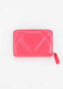 Chanel Goatskin Quilted 19 Compact Wallet Pink