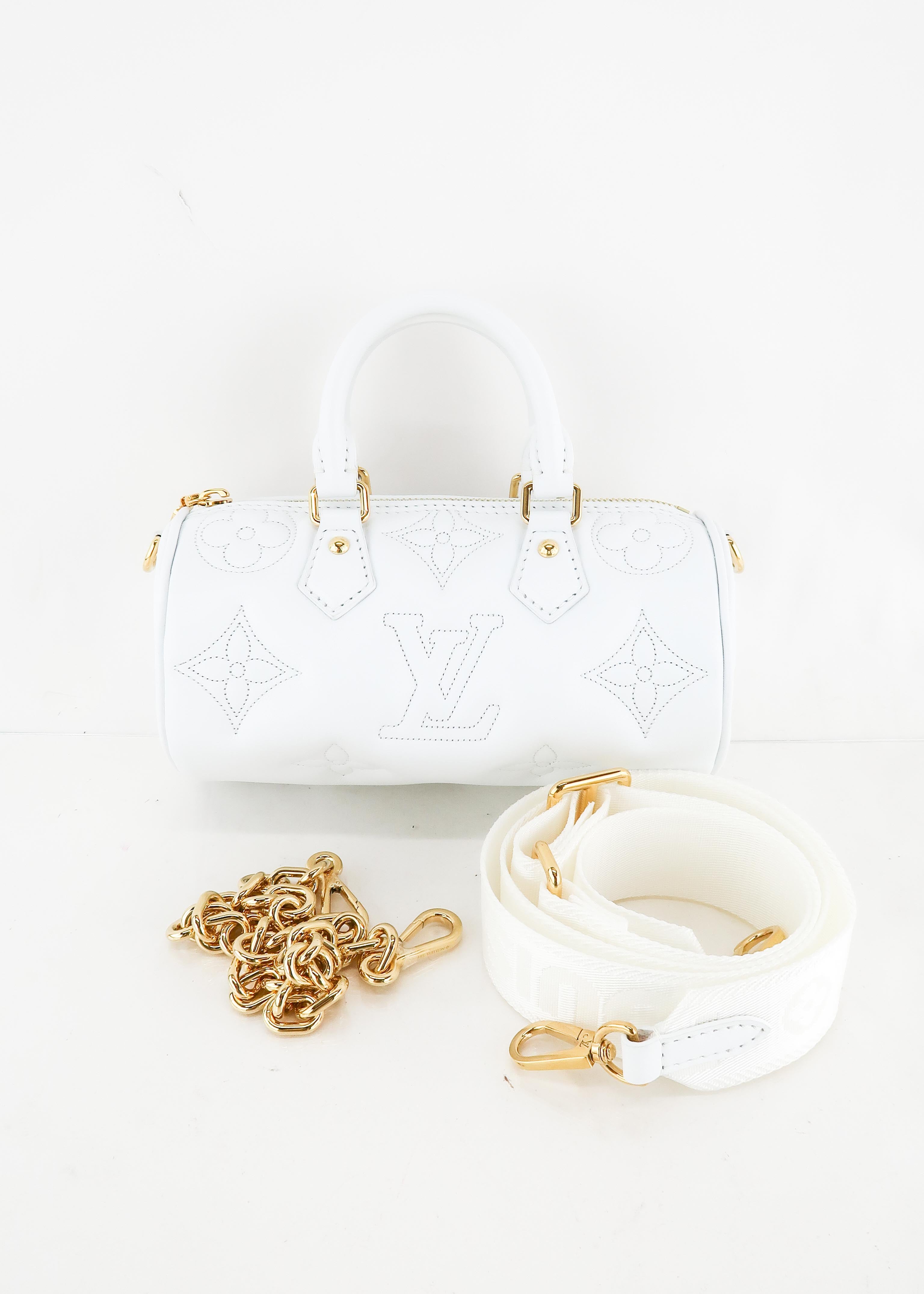 Papillon cloth handbag Louis Vuitton White in Cloth - 16574224