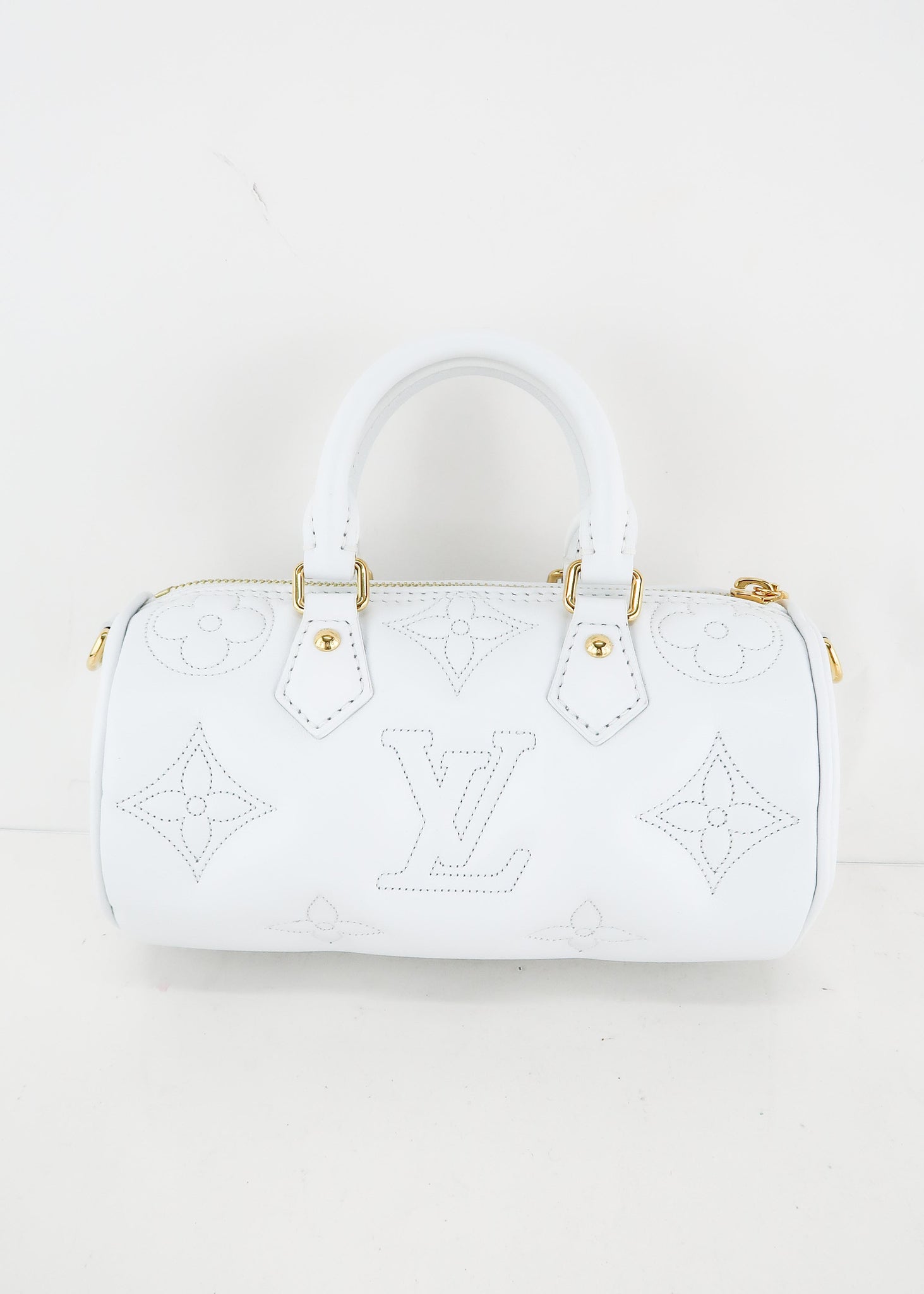 Papillon bb leather handbag Louis Vuitton White in Leather - 25193427