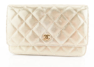 Chanel Sequin Wallet on Chain Gold
