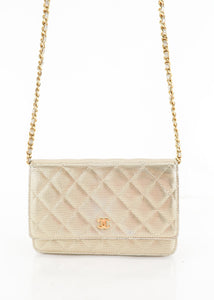 Chanel Sequin Wallet on Chain Gold