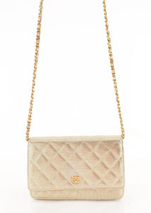 Chanel Sequin Wallet on Chain Gold