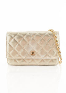 Chanel Sequin Wallet on Chain Gold