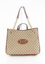 Load image into Gallery viewer, Gucci Monogram 1955 Horsebit 2 Way Tote Brown