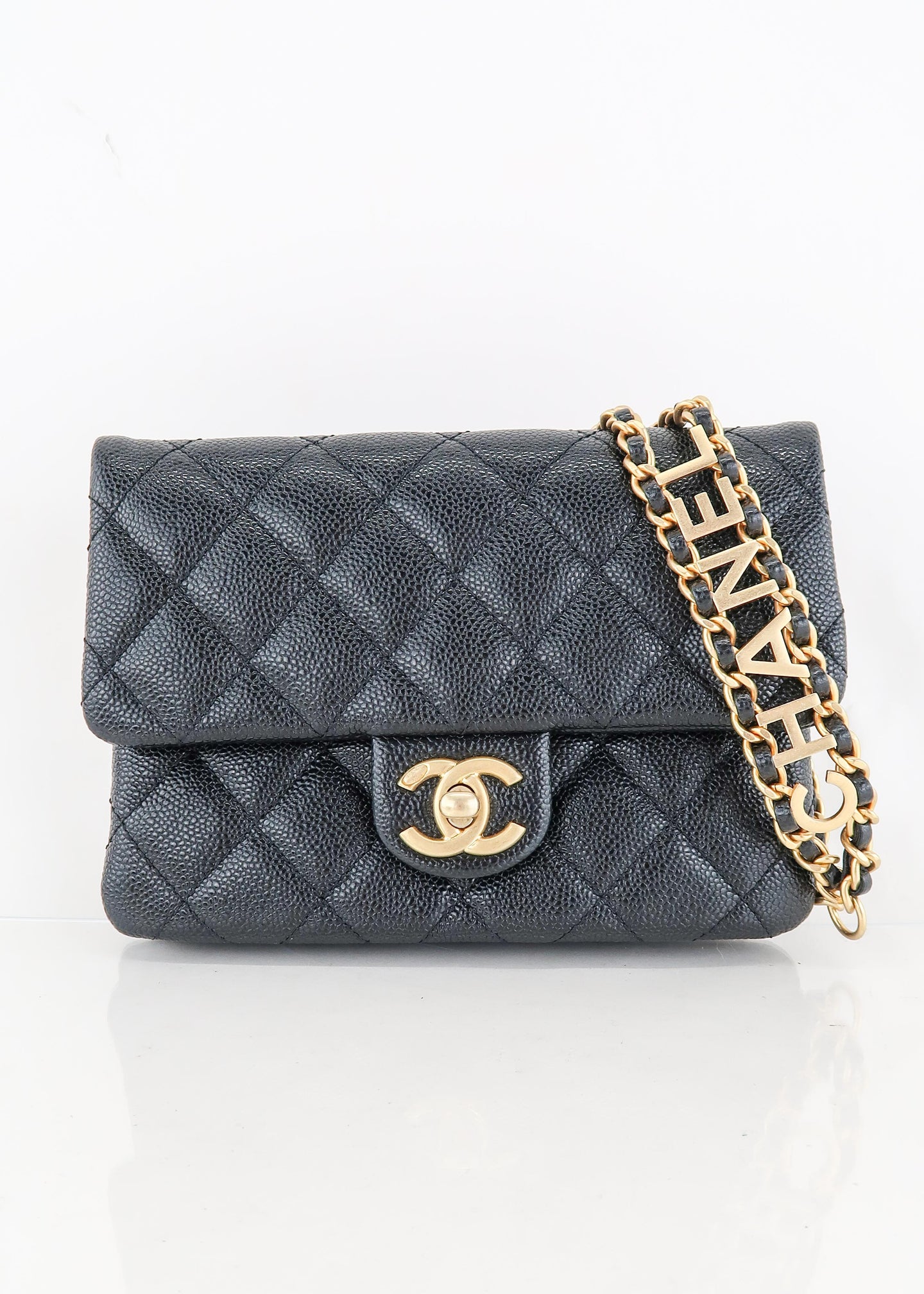 Chanel Classic Belt Bag Light Blue Caviar Card holder Mini Wallet on chain  23P  eBay
