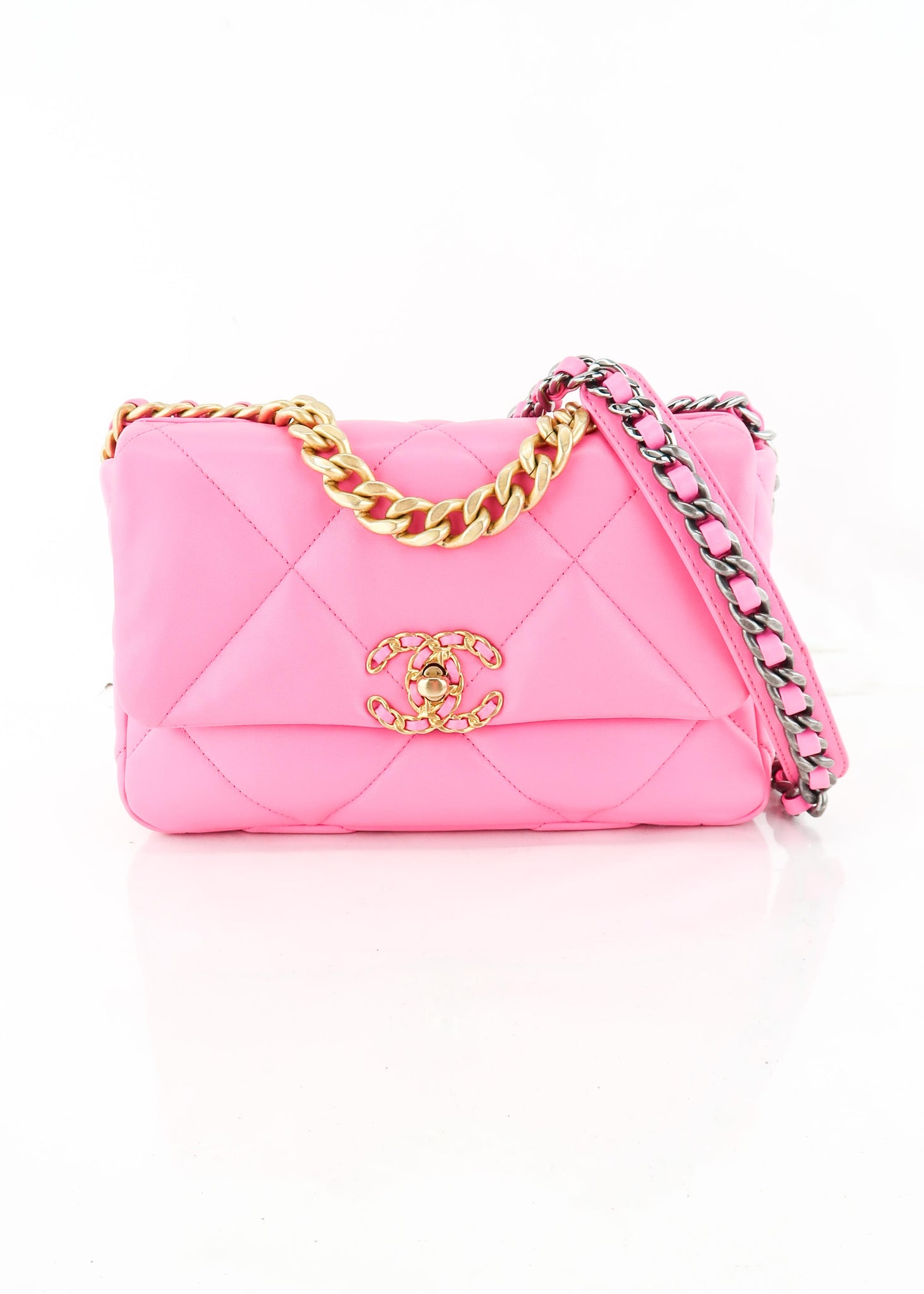 Chanel 19 Lambskin Neon Pink Small – DAC