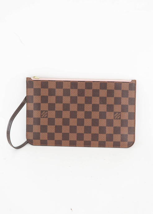 Louis Vuitton Damier Ebene Neverfull Pochette Pink
