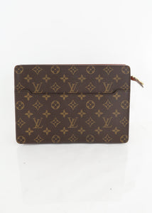 Louis+Vuitton+Pochette+Homme+Pouch+Brown+Leather for sale online