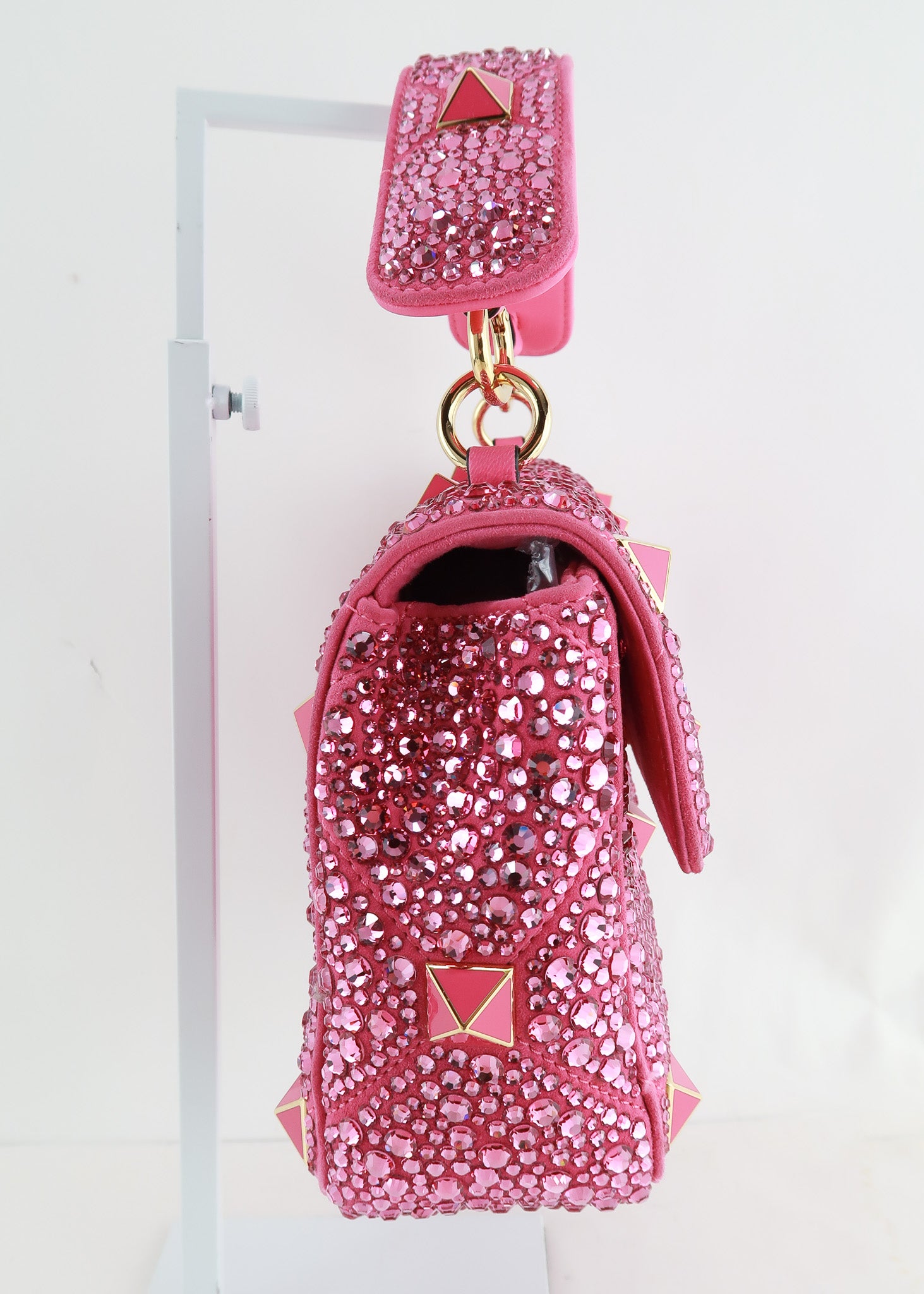 Valentino Garavani - Authenticated Roman Stud Handbag - Plastic Pink For Woman, Never Worn