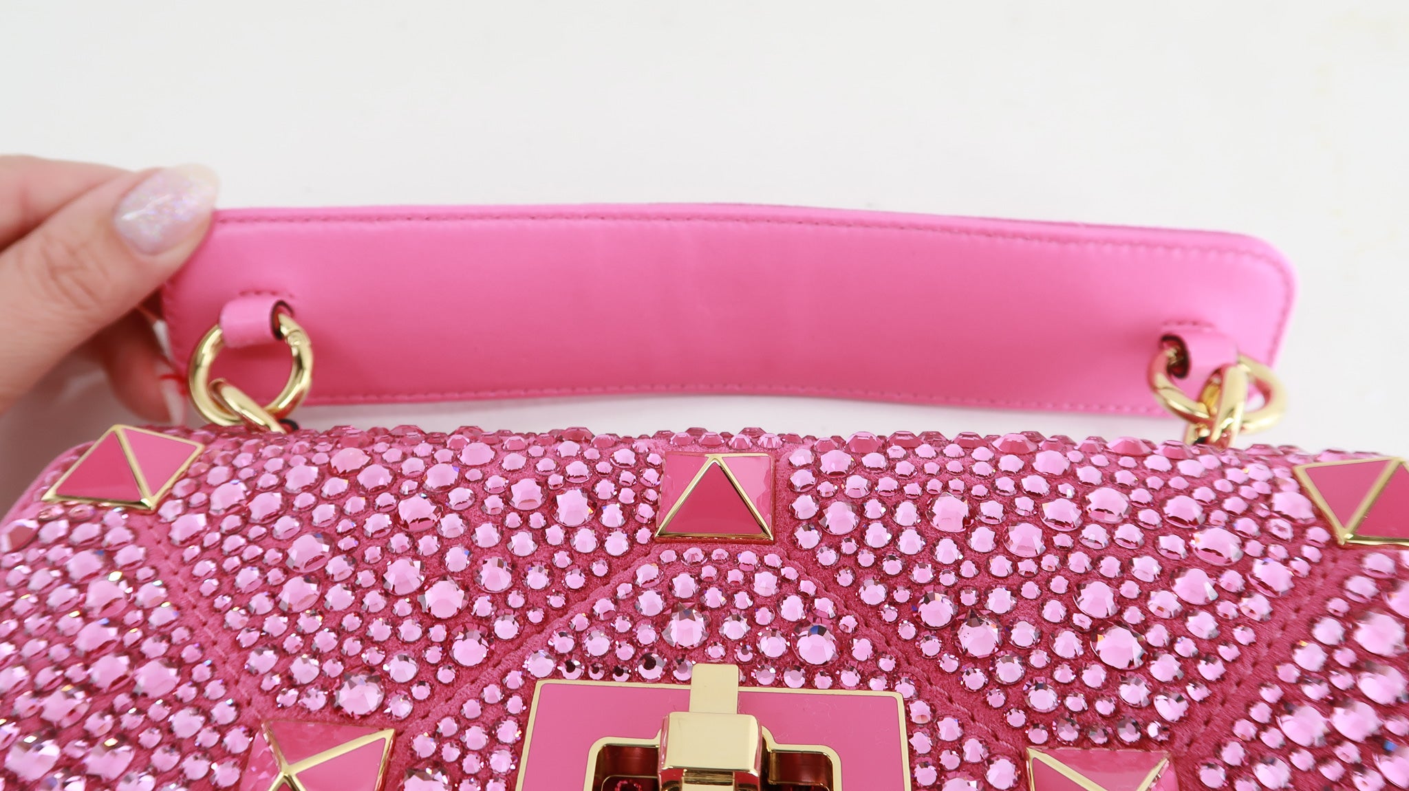 Romanstud Mini Crystal Crossbody in Pink - Valentino Garavani