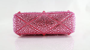 VALENTINO GARAVANI Crystal-embellished Roman Stud Shoulder Bag Fuchsia