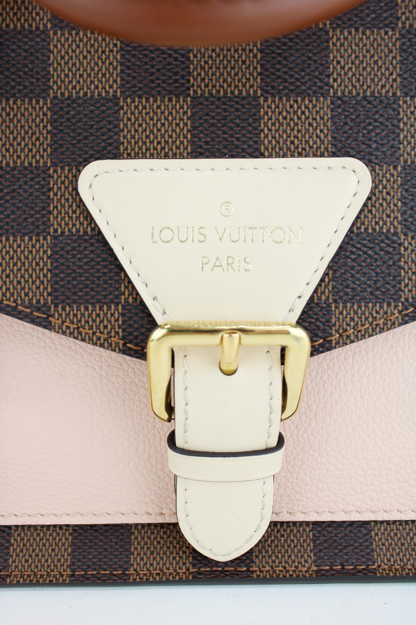 Authentic Louis Vuitton Damier Ebene Canvas With Pink Leather