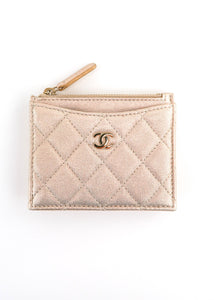 Purses, Wallets, Cases Chanel Chanel Card Holder in Iridescent Leather with Chain