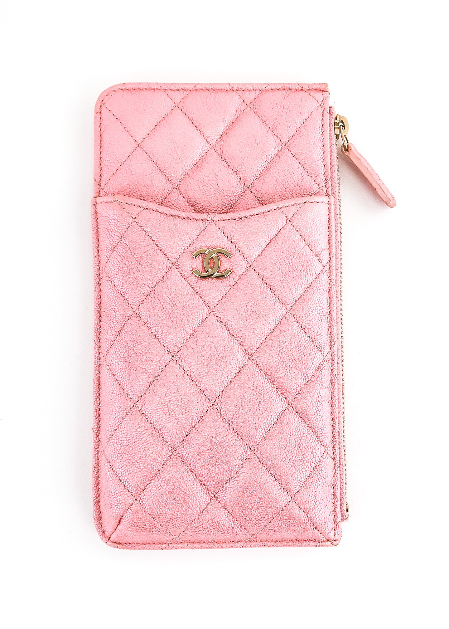 Chanel CC Pink Caviar Leather Wallet For Sale at 1stDibs