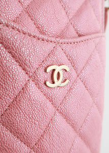 Chanel Caviar Iridescent Pink Flat Wallet